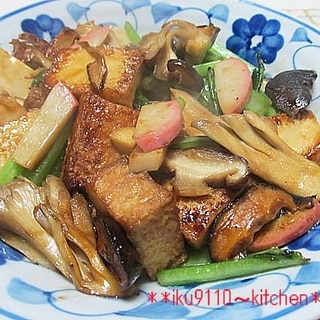 簡単♪厚揚げ･キノコ･小松菜のオイスターソース炒め